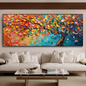 3D Autumn tree painting for drawing room